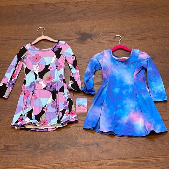 NWT Social Butterfly Girls 2 Long Sleeve Dresses Size 6 - Picture 1 of 7
